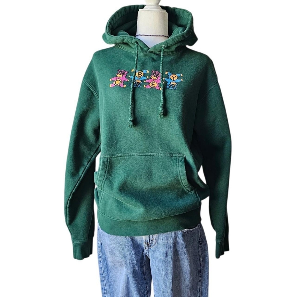Green Obey Cricus Bears Pullover Hoodie